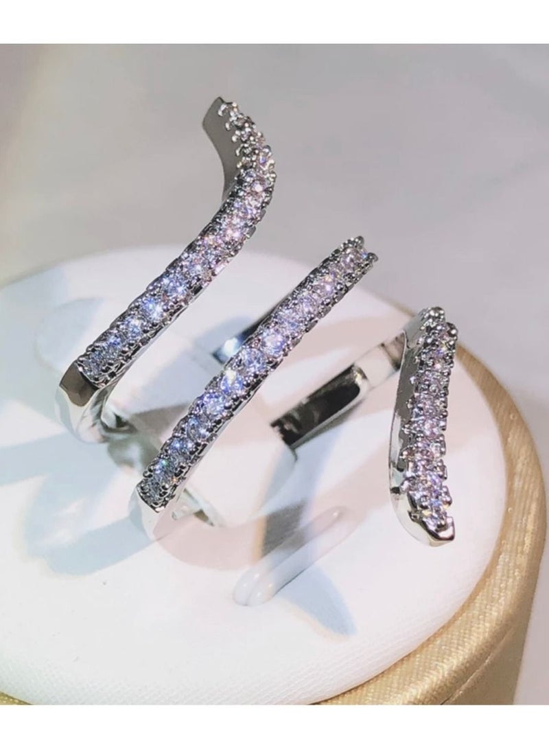 STRATEG خاتم مرصع بالزركونيا من الفضة الإسترليني عيار 925 - Image 2