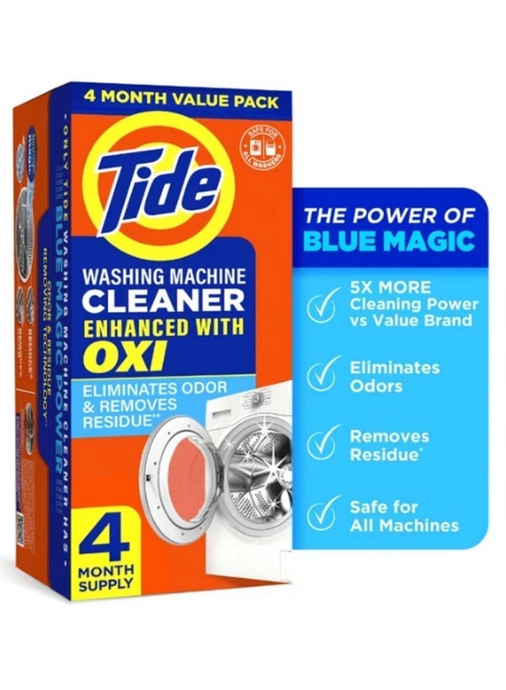 Tide Washing Machine Cleaner OXI Enhanced Remove Odor Residue 4 Month Value Pack - Image 2
