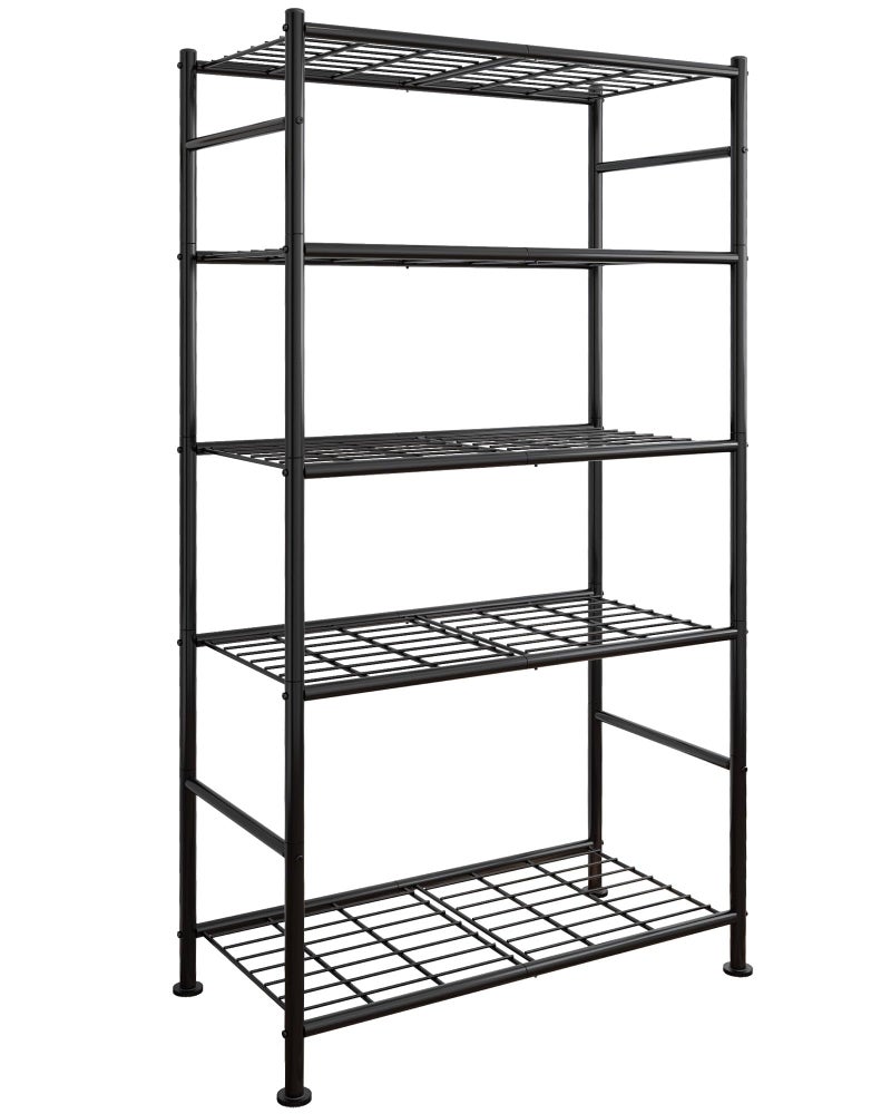 Sakugi Storage Shelves - 5 Tier Shelf Organizer, Heavy Duty Garage Shelving Unit with Leveling Feet, Stable Metal Shelves Organizer for Pantry, Kitchen and Closet, 33.0" W x 12.6" D x 72.0" H, Black - Image 1
