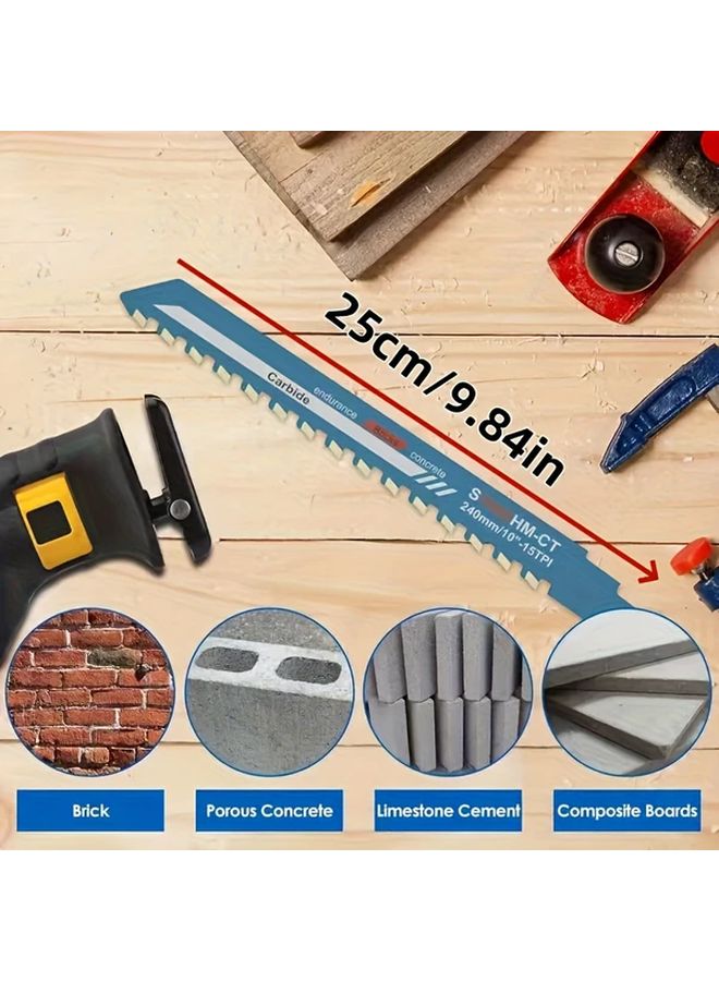 Heavy Duty Reciprocating Saw Blade Carbide Tipped 10 12 18 20 Inch Concrete Brick Stone Cutting - Image 3