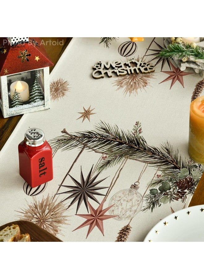 Artoid Mode Artoid Mode Xmas Trees Holly Pine Cone Merry Christmas Table Runner, Seasonal Winter Kitchen Dining Table Decoration for Home Party Decor 13x72 Inch - Image 3