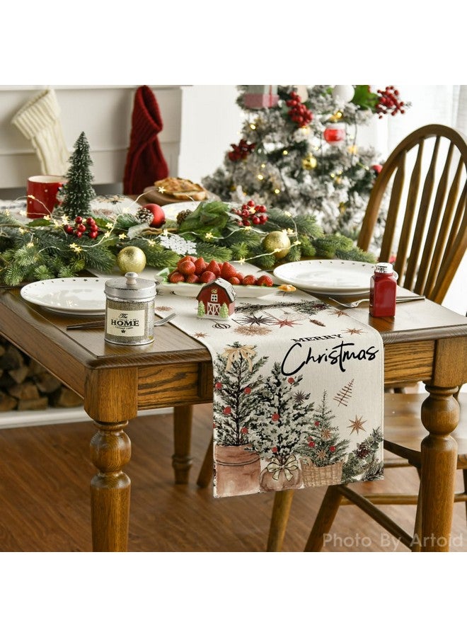 Artoid Mode Artoid Mode Xmas Trees Holly Pine Cone Merry Christmas Table Runner, Seasonal Winter Kitchen Dining Table Decoration for Home Party Decor 13x72 Inch - Image 4