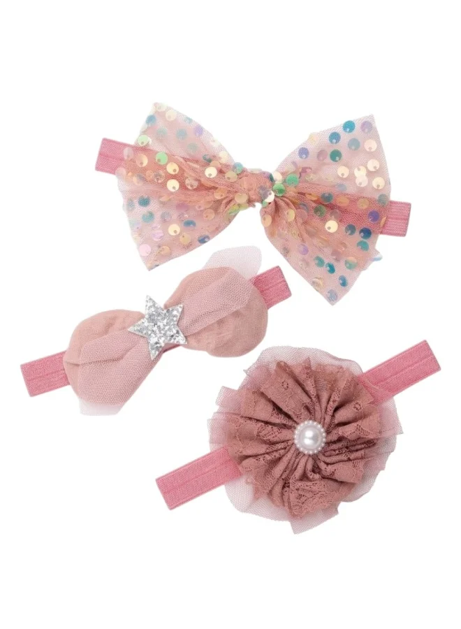 Bambimici Baby Girls' Sparkle Sequin & Lace Headband Set (3-Piece)