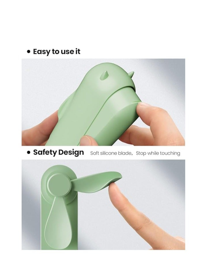 YUNSYE Portable  green Small Pocket Fan， Handheld and Foldable Fan, Quiet Personal Fan Speed Adjustable for Stylish Kids Girls Women Indoor Outdoor Travel - Image 5