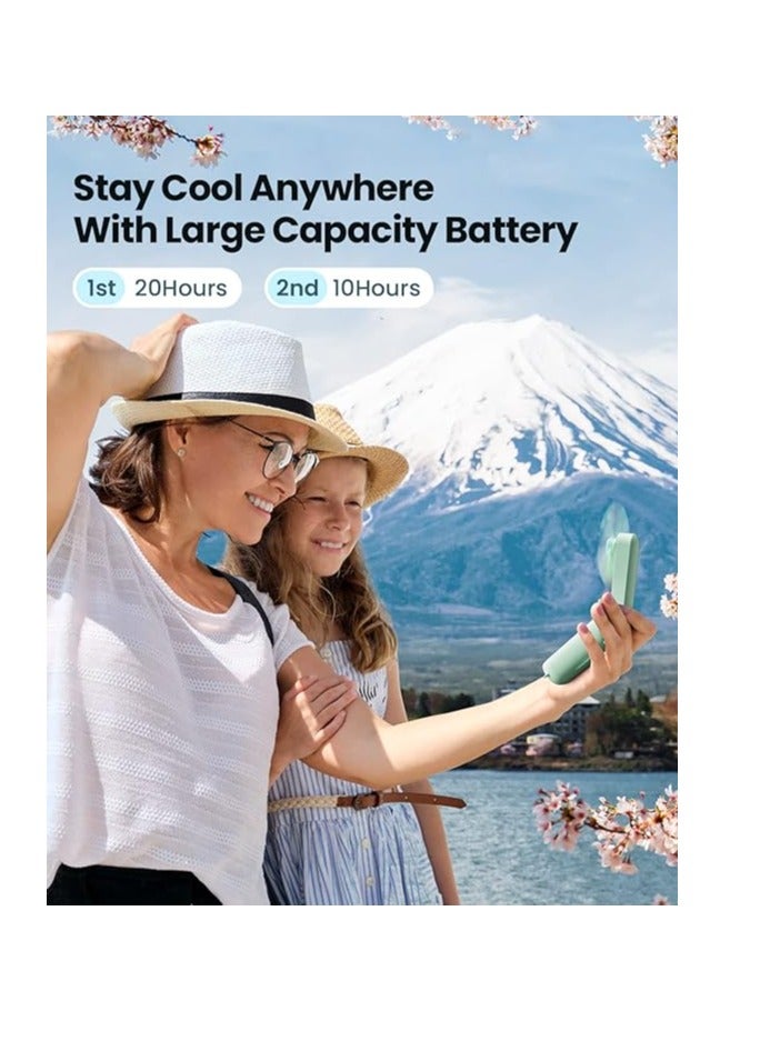 YUNSYE Portable  green Small Pocket Fan， Handheld and Foldable Fan, Quiet Personal Fan Speed Adjustable for Stylish Kids Girls Women Indoor Outdoor Travel - Image 4