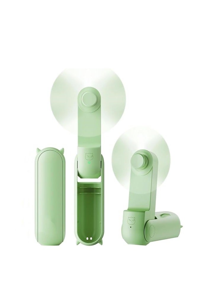 YUNSYE Portable  green Small Pocket Fan， Handheld and Foldable Fan, Quiet Personal Fan Speed Adjustable for Stylish Kids Girls Women Indoor Outdoor Travel - Image 1
