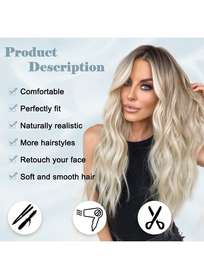 Long Platinum Blonde Wavy Wig For Women 26 Inch Middle Part Curly Wavy Wig Natural Looking Synthetic Heat Resistant Fiber Wig For Daily Party Use (Platinum Blonde) - pzsku/Z7C7F08510F2D14EE286FZ/45/_/1734182991/225027ab-9c1d-4116-8629-2776ad531eea