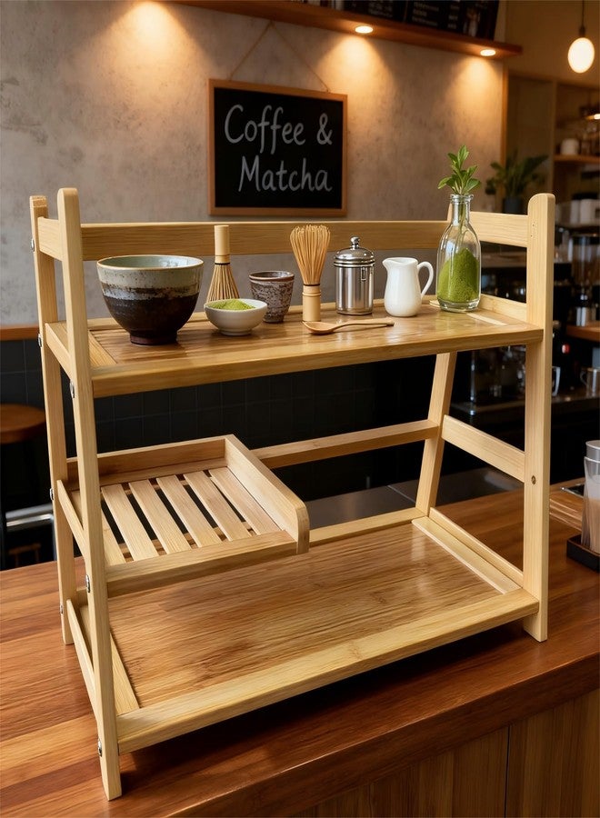 Lnncdsc Bamboo Matcha Station Organizer - Large Capacity 3-Tier Shelf, Easy to Install for Matcha and Coffee Bar Accessories, Perfect for Tea and Coffee Enthusiasts.(wood, large) - Image 5