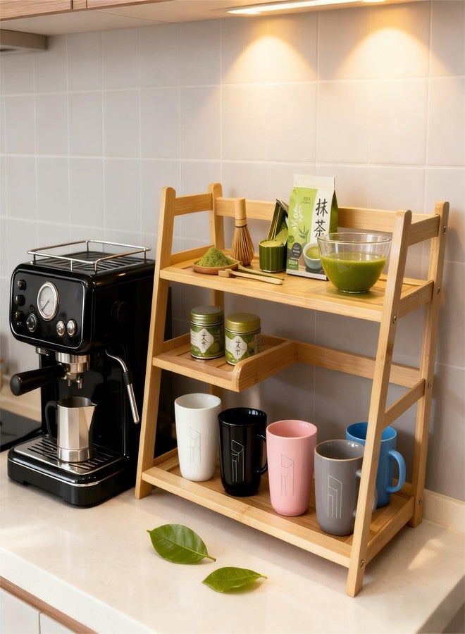 Lnncdsc Bamboo Matcha Station Organizer - Large Capacity 3-Tier Shelf, Easy to Install for Matcha and Coffee Bar Accessories, Perfect for Tea and Coffee Enthusiasts.(wood, large) - Image 2