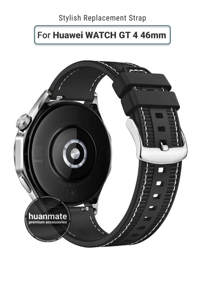 huanmate Huawei Watch GT 4 46mm Soft Silicone Replacement Strap - High Quality, Lightweight, Stylish & Durable - Easy Installation - Replacement Strap for Huawei Watch GT 4 46mm  - Image 1