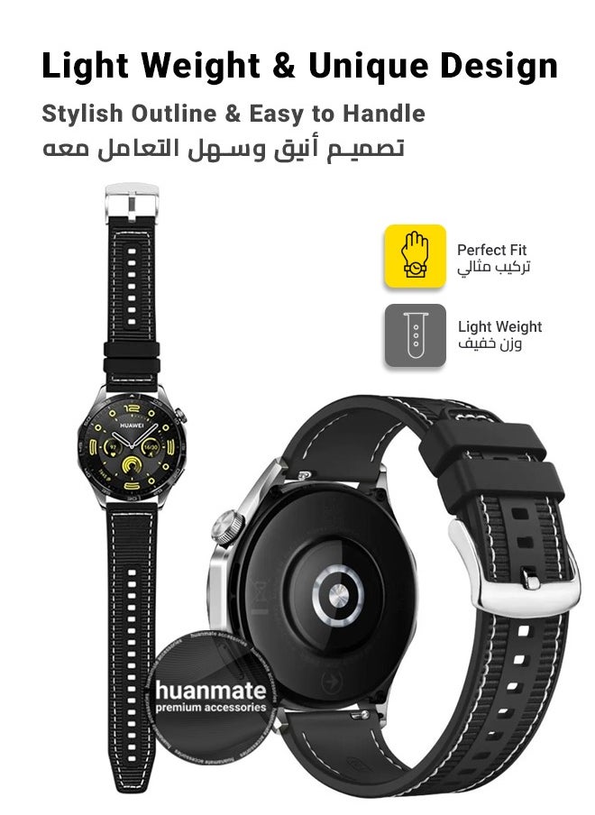 huanmate Huawei Watch GT 4 46mm Soft Silicone Replacement Strap - High Quality, Lightweight, Stylish & Durable - Easy Installation - Replacement Strap for Huawei Watch GT 4 46mm  - Image 3