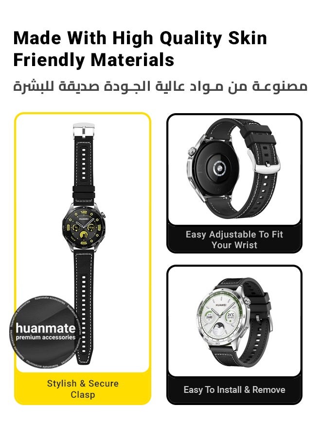 huanmate Huawei Watch GT 4 46mm Soft Silicone Replacement Strap - High Quality, Lightweight, Stylish & Durable - Easy Installation - Replacement Strap for Huawei Watch GT 4 46mm  - Image 5