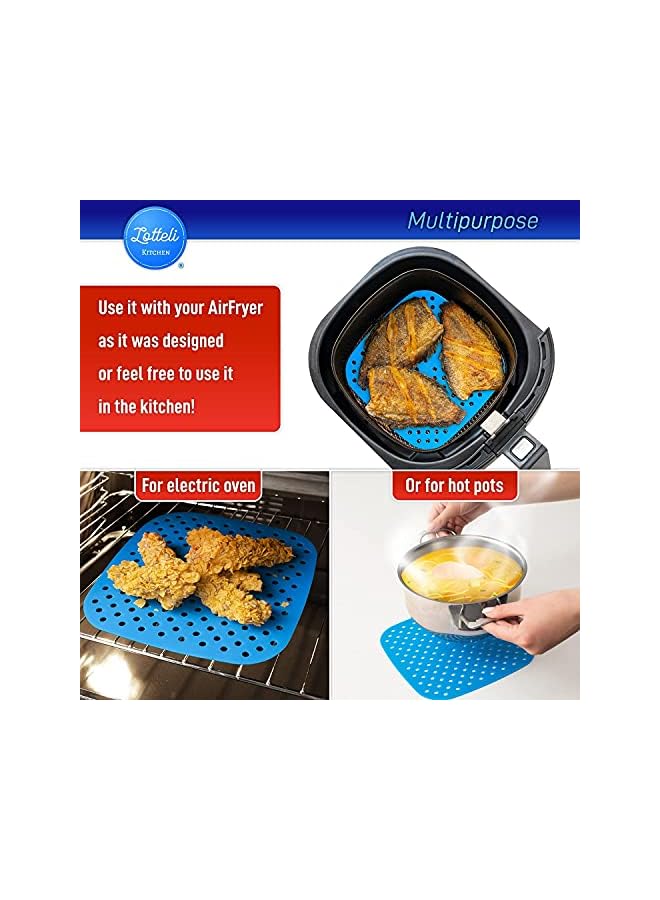 PROMASS Silicone Air Fryer Liners 3 Pack with Air Fryer Magnetic Cheat Sheet, Easy Clean Air Fryer Accessories, Non Stick, AirFryer Accessory Parchment Paper Replacement - 8.5" Square - Image 3