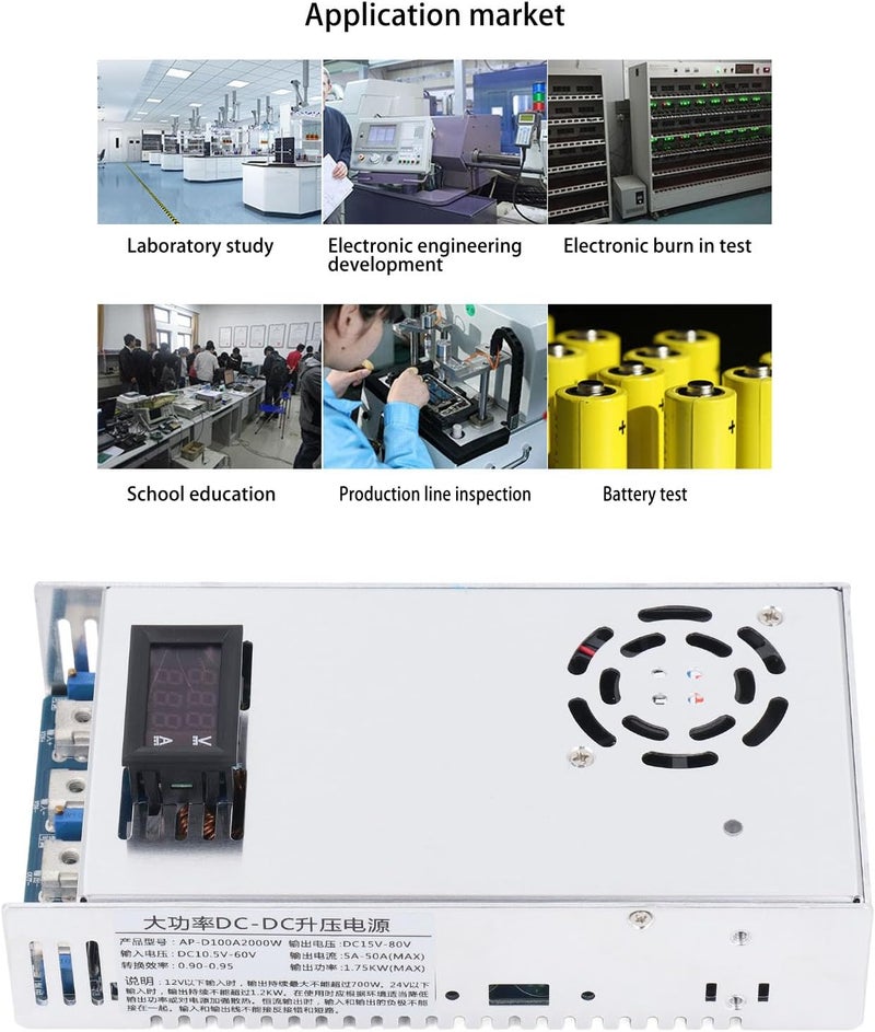 DC Switching Power Supply 15V - 80V Boost, 10.5V - 60V Input, 100A 2000W Industrial High Power Step Up - Efficient Conversion, Multiple Protection, Ideal for 3D Printer Motor and - Image 2