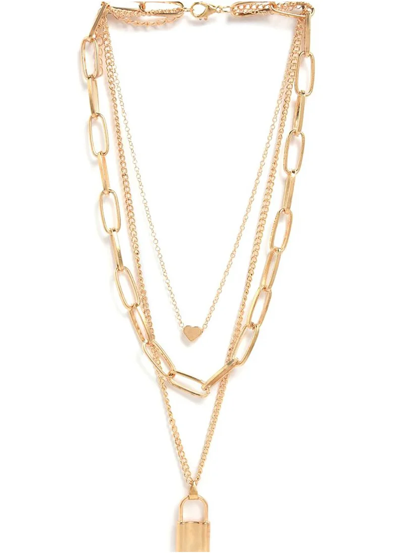 SOHI Pack of 3 Gold Plated Trendy Zirconia Chain