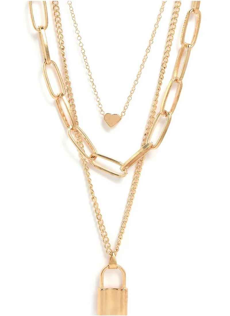 SOHI Pack of 3 Gold Plated Trendy Zirconia Chain