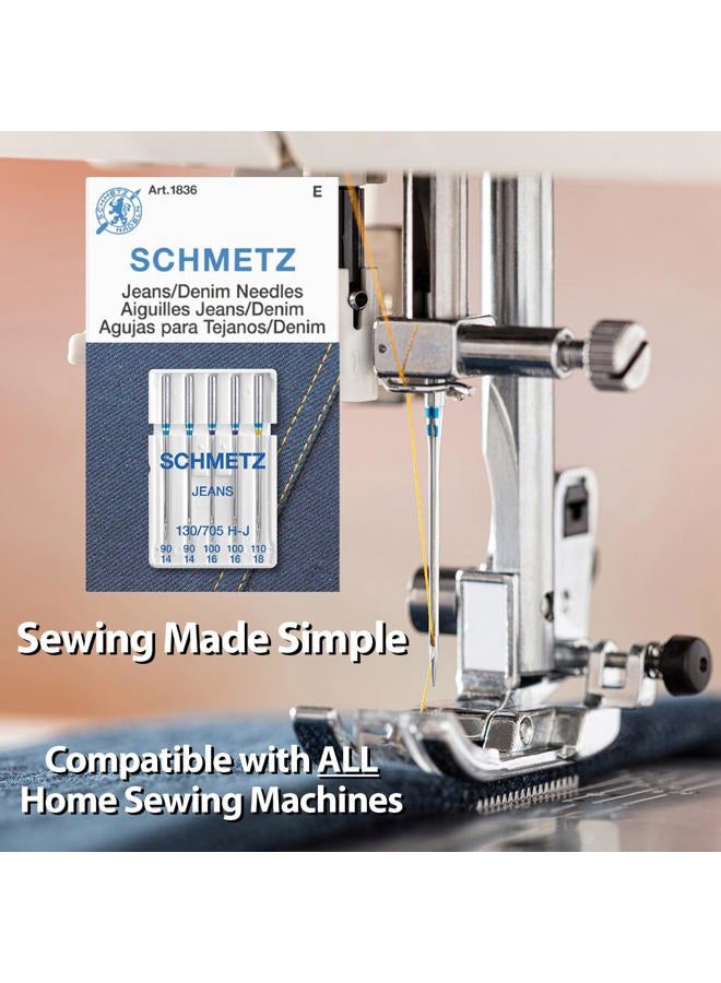 Schmetz Jean & Denim Machine Needles-Sizes 14/90 (2), 16/100 (2) 18/110 (1) - Image 2