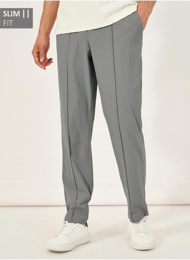 Styli Pintuck Detail Slim Fit Smart Trousers  - Image 1