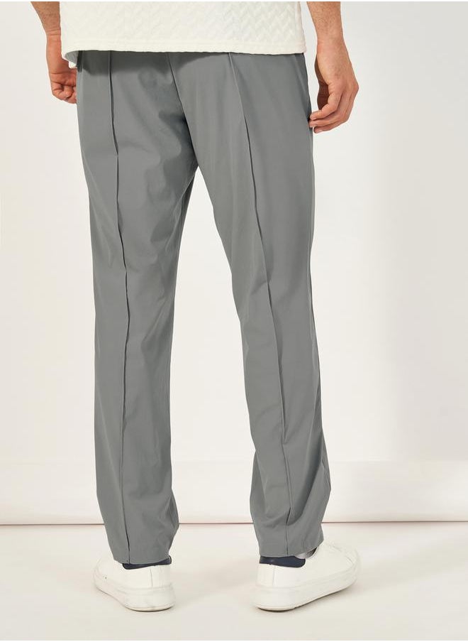 Styli Pintuck Detail Slim Fit Smart Trousers  - Image 4