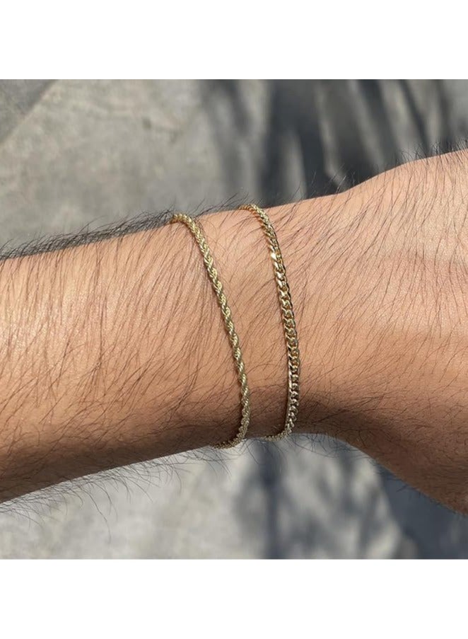 Fayrouz Jewellery Fayrouz Jewelry Layered Chain Bracelets for Women and Men, Silver/Gold, Stainless Steel Bracelets, Cuban Links, Figaro Chain Bracelets Set - Image 2