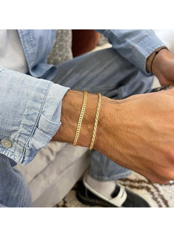 Fayrouz Jewellery Fayrouz Jewelry Layered Chain Bracelets for Women and Men, Silver/Gold, Stainless Steel Bracelets, Cuban Links, Figaro Chain Bracelets Set - Image 5