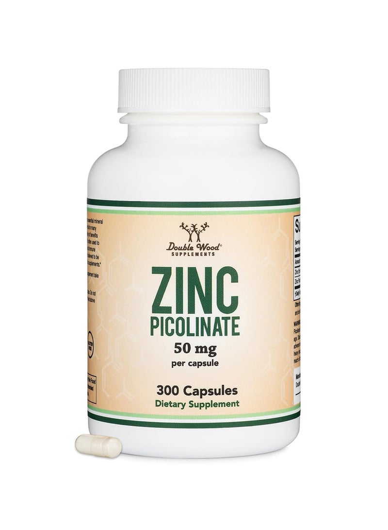 Double Wood Supplements Zinc Picolinate 50mg 300 capsules - Image 1