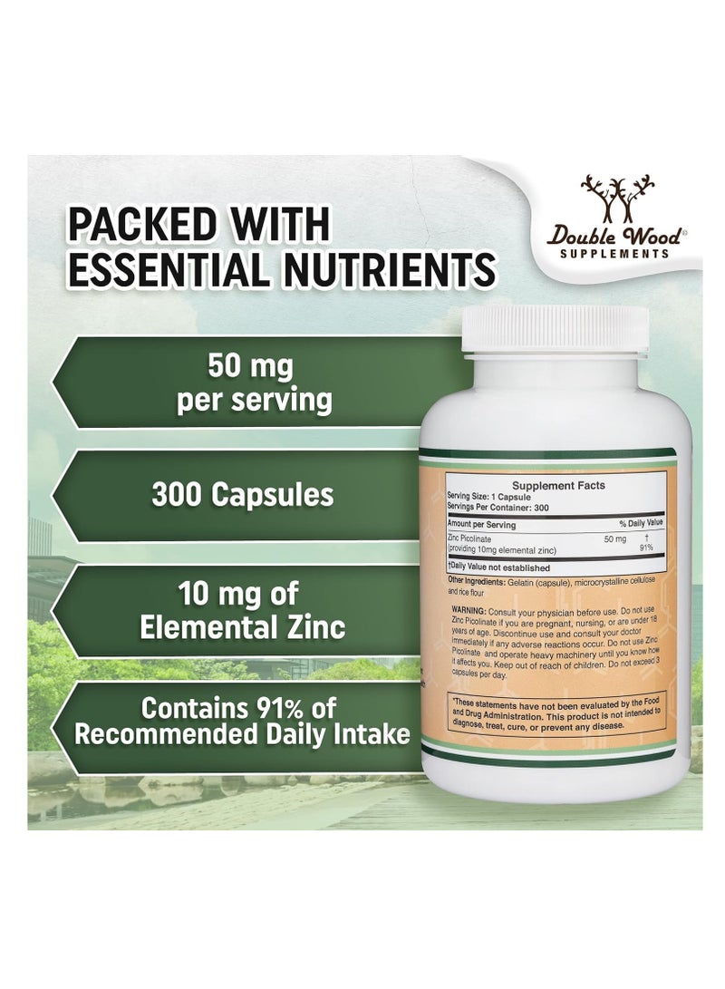 Double Wood Supplements Zinc Picolinate 50mg 300 capsules - Image 4