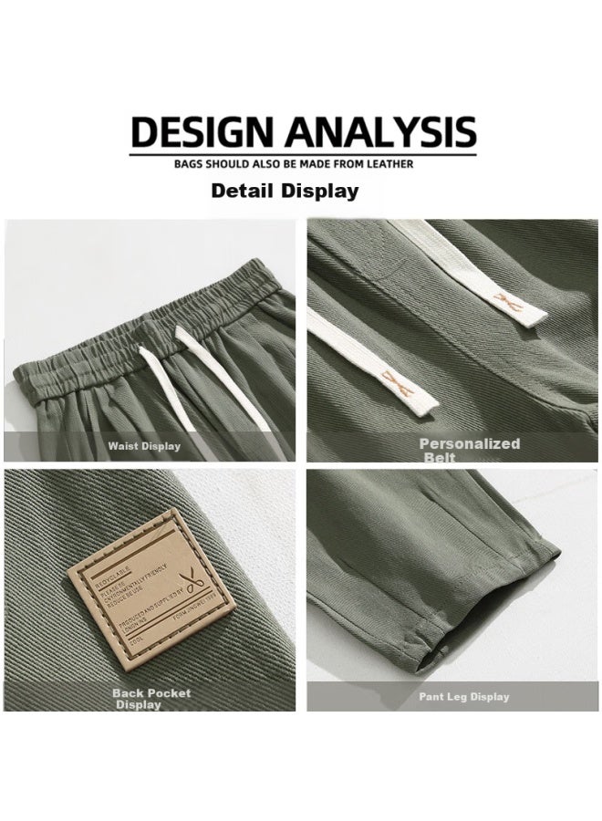 Dingfengbaoluo Men's Casual Loose Straight Leg Cotton Wide Leg Spring Summer Work Pants Hm9901 Khaki 4XL - Image 3