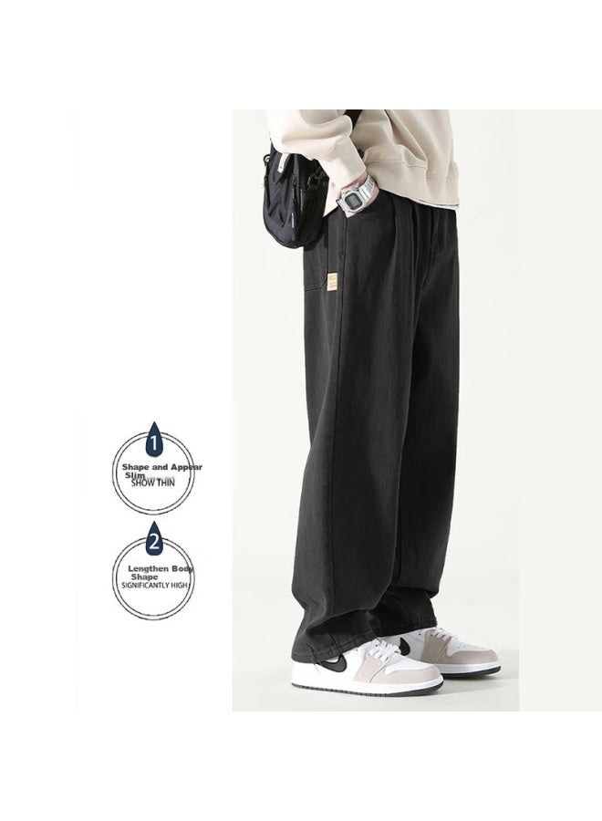 Dingfengbaoluo Men's Casual Loose Straight Leg Cotton Wide Leg Spring Summer Work Pants Hm9901 Khaki 4XL - Image 2