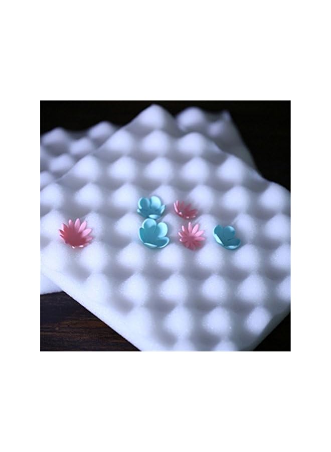 S-TOP 2 Pcs Fondant Shaping Sponge Pad Sugar Flower Gum Paste Modeling Foam Tray Wave Sponge Mat Cake Decorating Tools by for Kitchen Baking Sugarcraft DIY, White - Image 4