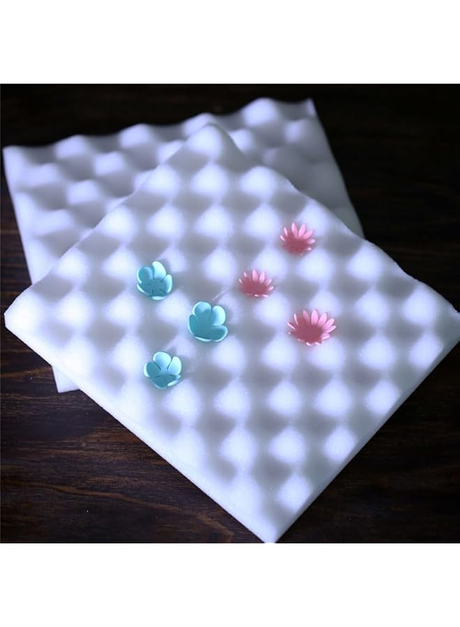 S-TOP 2 Pcs Fondant Shaping Sponge Pad Sugar Flower Gum Paste Modeling Foam Tray Wave Sponge Mat Cake Decorating Tools by for Kitchen Baking Sugarcraft DIY, White - Image 1