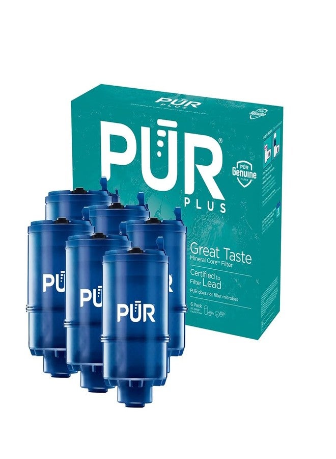 بور فلتر مياه بديل من نوع PUR Plus ذو قلب معدني يُركب على الصنبور، عبوة من 6 قطع تكفي لمدة 18 شهرًا، فلتر مياه متوافق مع أنظمة ترشيح المياه PUR لصنبور الحوض (RF-9999) - Image 1