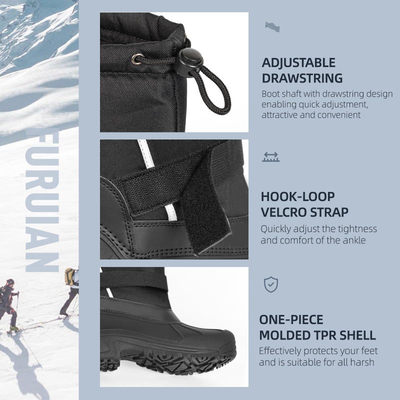 Furuian Snow Boots for Men Winter Boots for Men Waterproof Outdoor Non Slip Hiking Boot Mens Insulated Boot with an Insulated Inner Liner - Image 5