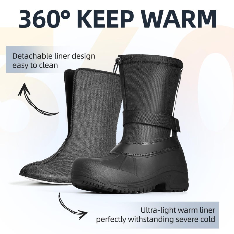 Furuian Snow Boots for Men Winter Boots for Men Waterproof Outdoor Non Slip Hiking Boot Mens Insulated Boot with an Insulated Inner Liner - Image 3