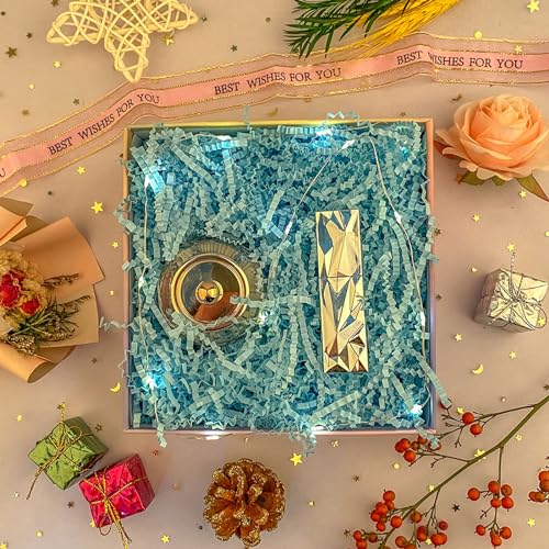 Caleihd Crinkle Cut Paper Shred Packing Grass Cushion Paper Streamer for Christmas Wedding Birthday Bridesmaid Engagement Craft Gift Boxes Bags Basket Filler Decoration 4.5oz Blue - Image 2