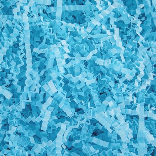 Caleihd Crinkle Cut Paper Shred Packing Grass Cushion Paper Streamer for Christmas Wedding Birthday Bridesmaid Engagement Craft Gift Boxes Bags Basket Filler Decoration 4.5oz Blue - Image 1