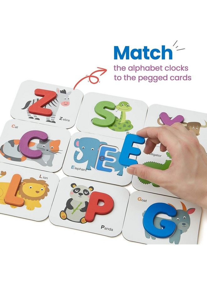 LiKee Alphabet Number Flash Cards Wooden Letter Puzzle Abc Sight Words Match Games Animal Counting Board Preschool Educational Montessori Toys For Toddlers Boys Girls 3+ Years (36 Cards& 37 Block) - Image 3