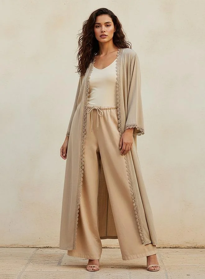 Splash FAV Longline Lace Trim Shrug