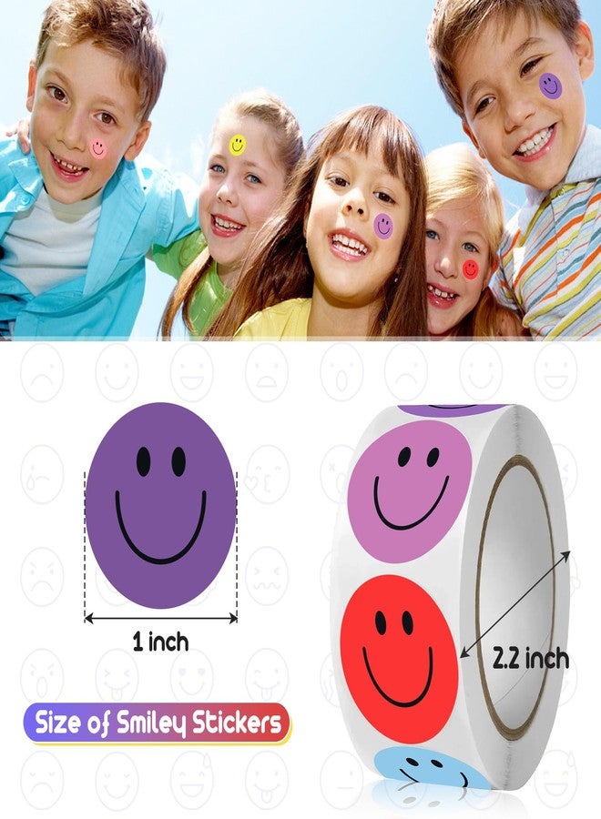 Lorzot 1500Pcs Smiley Face Stickers Cute Happy Face Stickers 3 Rolls Smiley Stickers Small Reward Sticker for Kids Teachers Students Classroom (8 Colors) - Image 3