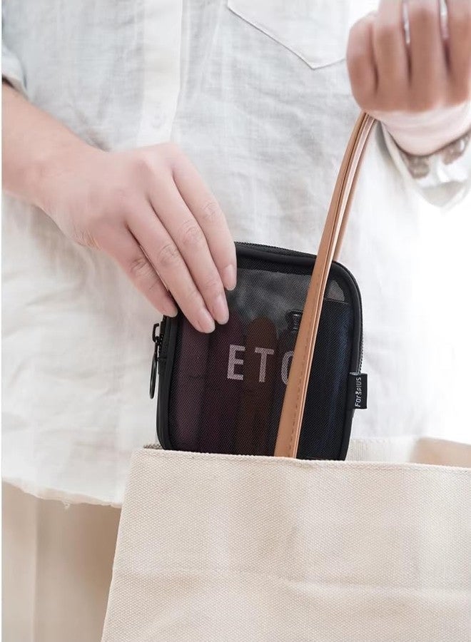 في دي ان اس دي مجموعة حقائب مكياج شبكية من النايلون للسفر من VDNSI، 3 قطع، حقيبة شفافة بسحاب، حقيبة تنظيم مستحضرات التجميل وأدوات النظافة الشخصية للسفر، عبوة من 3 قطع، مقاسات صغيرة ومتوسطة. - Image 3