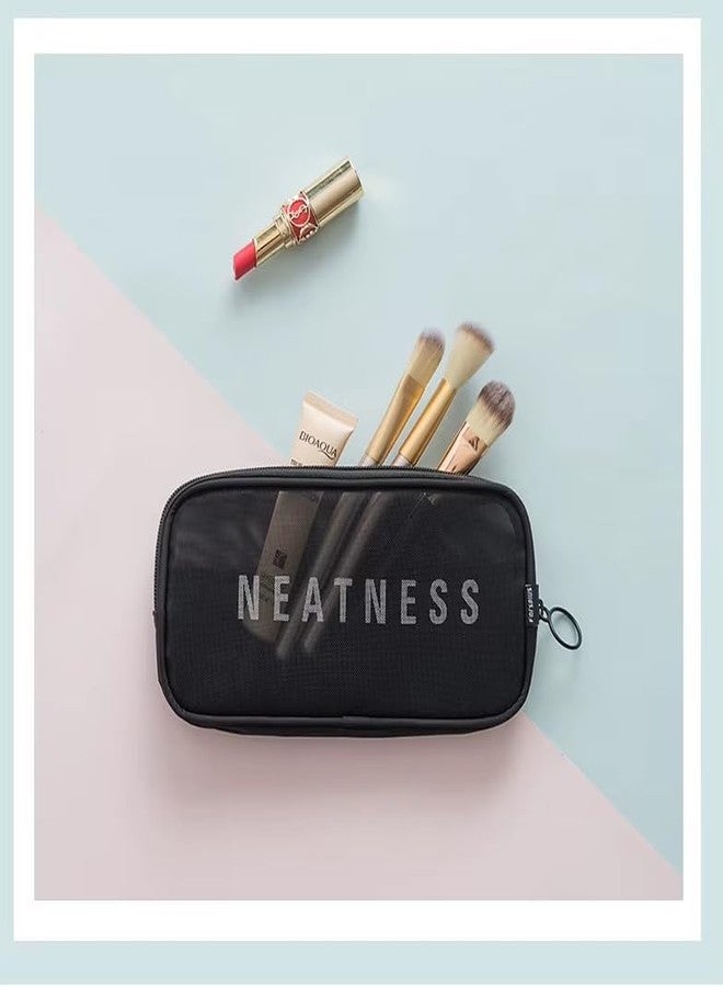 في دي ان اس دي مجموعة حقائب مكياج شبكية من النايلون للسفر من VDNSI، 3 قطع، حقيبة شفافة بسحاب، حقيبة تنظيم مستحضرات التجميل وأدوات النظافة الشخصية للسفر، عبوة من 3 قطع، مقاسات صغيرة ومتوسطة. - Image 4