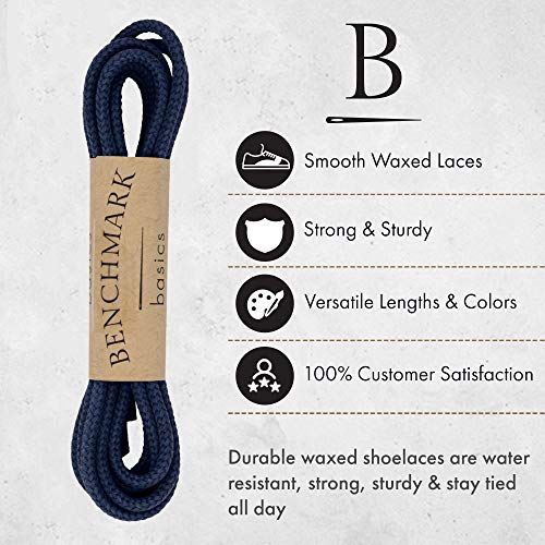 Benchmark Basics 30" Navy Blue Dress Shoe Laces - Round Waxed Shoestrings for Shoes & Boots - 1/10" (2.5mm) Diameter - 1 Pair - Image 2
