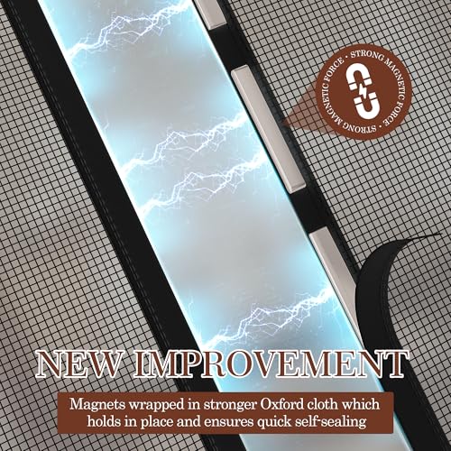 Yotache Magnetic Screen Door Fits Door Size 64 x 80, Screen Size 66" x 81" Strengthened Fiberglass Net Curtain for Patio Sliding French Doors Black - Image 3