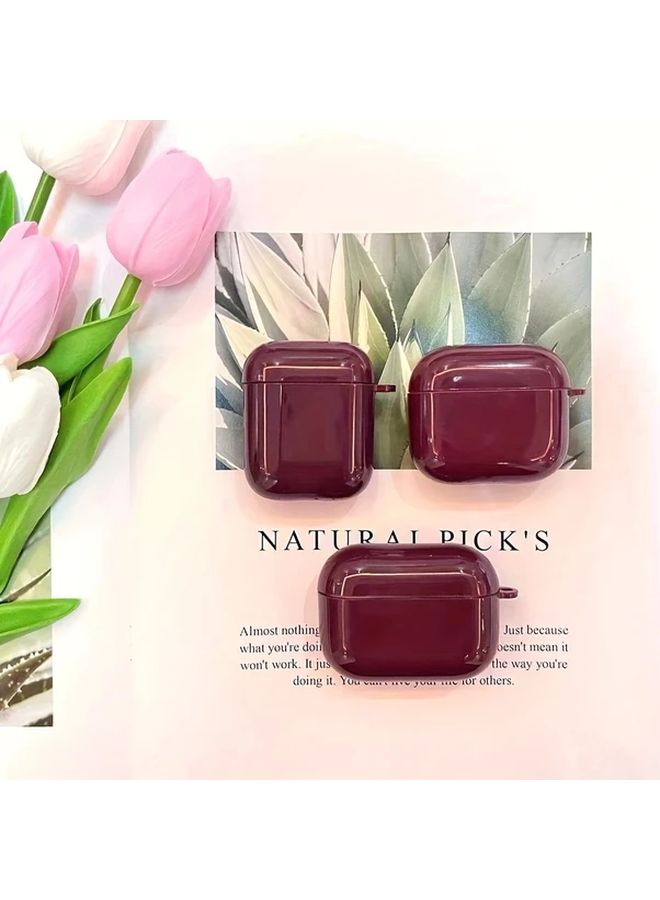 Burgundy Color Protective Case For AirPods Pro3 Shockproof Cover - Image 2