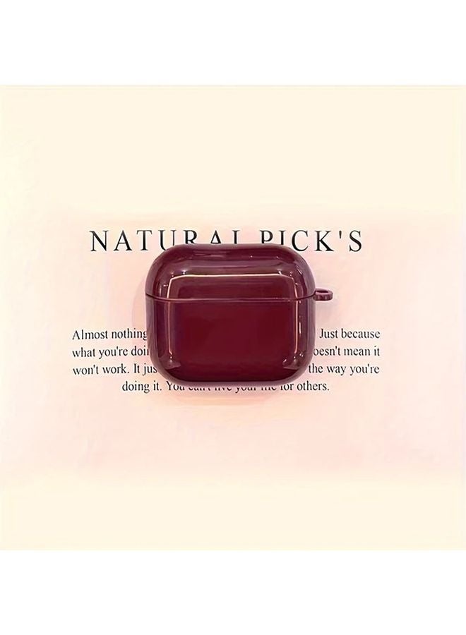 Burgundy Color Protective Case For AirPods Pro3 Shockproof Cover - Image 4