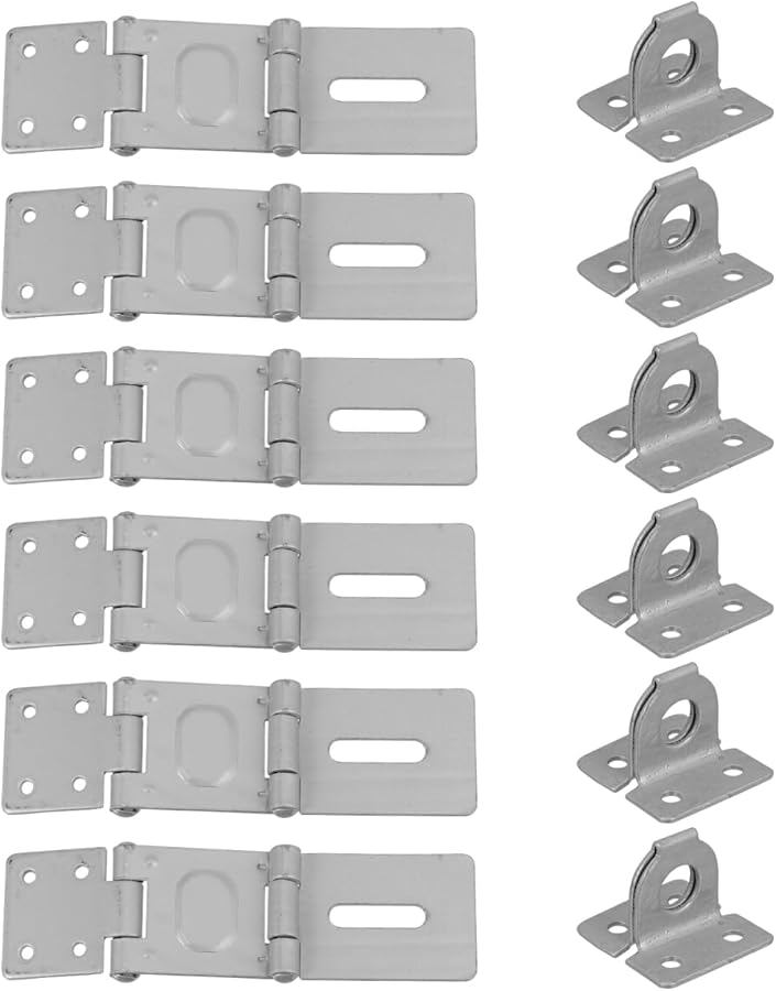 Heavy Duty 5.83 Inch Metal Folding Door Hasp Latch Lock with Padlock for Gates Cabinets - Image 1