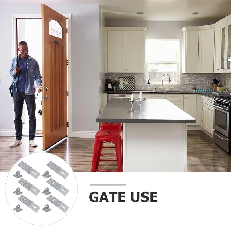 Heavy Duty 5.83 Inch Metal Folding Door Hasp Latch Lock with Padlock for Gates Cabinets - Image 5