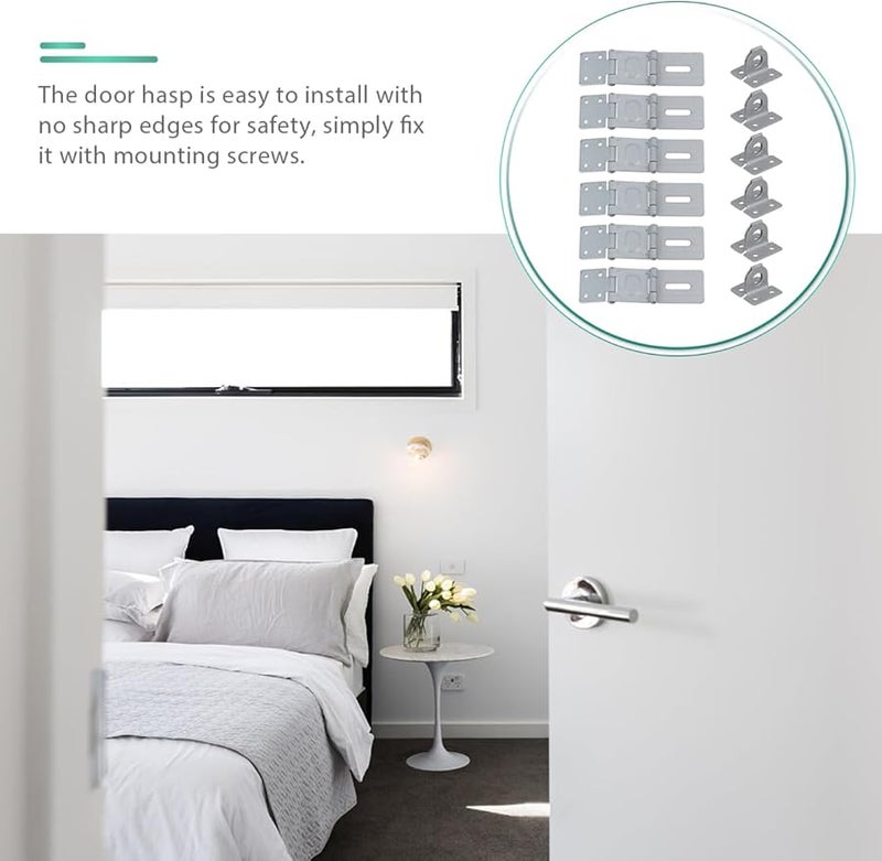 Heavy Duty 5.83 Inch Metal Folding Door Hasp Latch Lock with Padlock for Gates Cabinets - Image 4