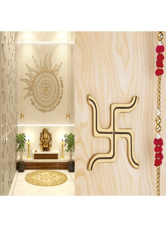 COMPASS Brass Home Decorative Décor SWASTIK 卐 Wall Hanging Showpiece Antique | DI SW| Size:- 15 X15 cm | Pack Of 1 - Image 3