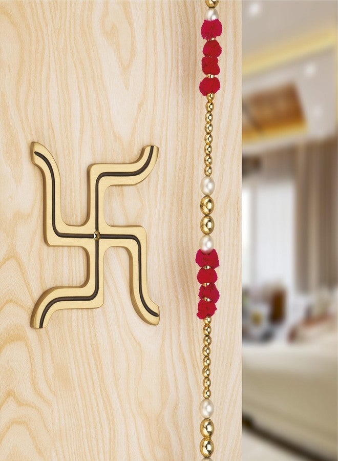 COMPASS Brass Home Decorative Décor SWASTIK 卐 Wall Hanging Showpiece Antique | DI SW| Size:- 15 X15 cm | Pack Of 1 - Image 1